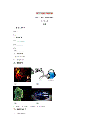 八年級(jí)英語(yǔ)上冊(cè) Unit 3 Our Hobbies Topic 2 What sweet music Section B習(xí)題 （新版）仁愛版.doc
