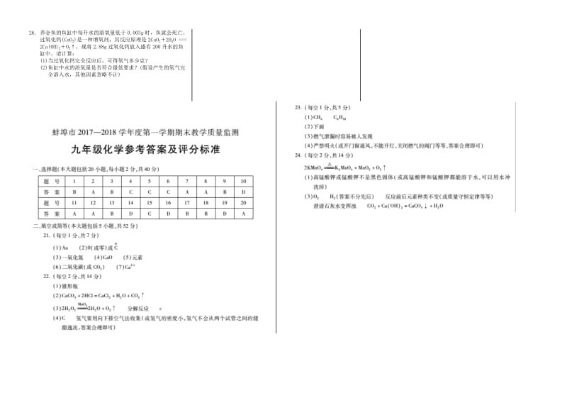 安徽省蚌埠市九年级化学上学期期末教学质量监测试题新人教版.doc_第2页