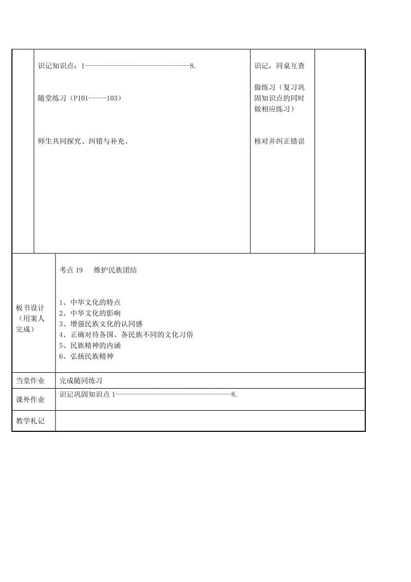 2019-2020年九年级政治全册 考点20 融民族文化教案 苏教版.doc_第2页