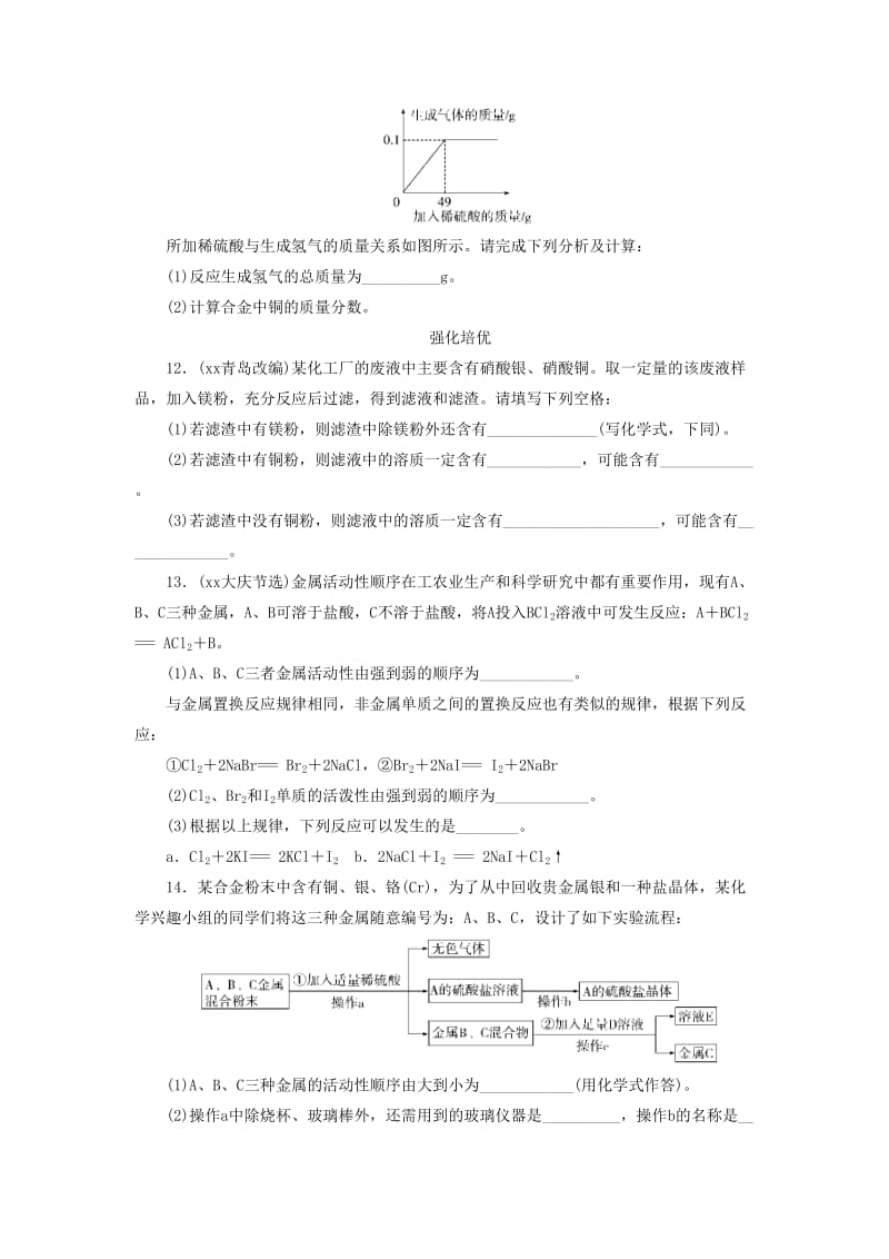 广东省中考化学总复习 课时12 金属的化学性质练习.doc_第3页