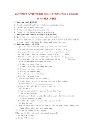 2019-2020年九年級(jí)英語(yǔ)上冊(cè) Module 8 Photos Unit 3 Language in use教案 外研版.doc