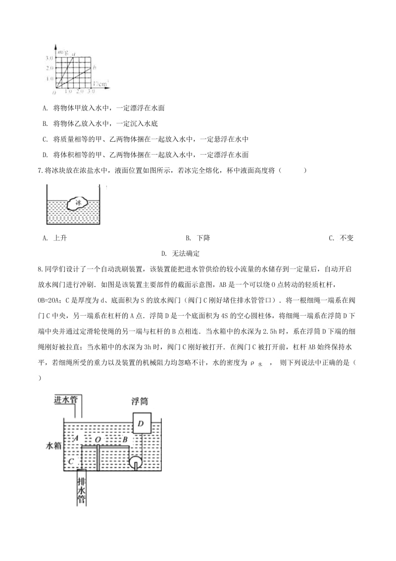 中考物理总复习 浮力专题训练（含解析）.doc_第2页