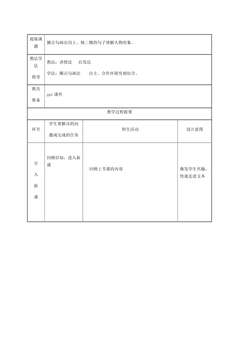 2019版九年级语文上册 第三单元 9故乡（第2课时）教案 新人教版.doc_第2页