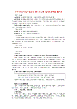 2019-2020年九年級政治 第二十三課 走向未來教案 教科版.doc