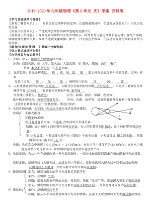 2019-2020年九年级物理《第2单元 光》学案 苏科版.doc