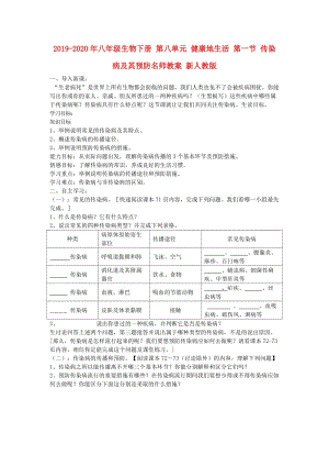 2019-2020年八年級(jí)生物下冊(cè) 第八單元 健康地生活 第一節(jié) 傳染病及其預(yù)防名師教案 新人教版.doc