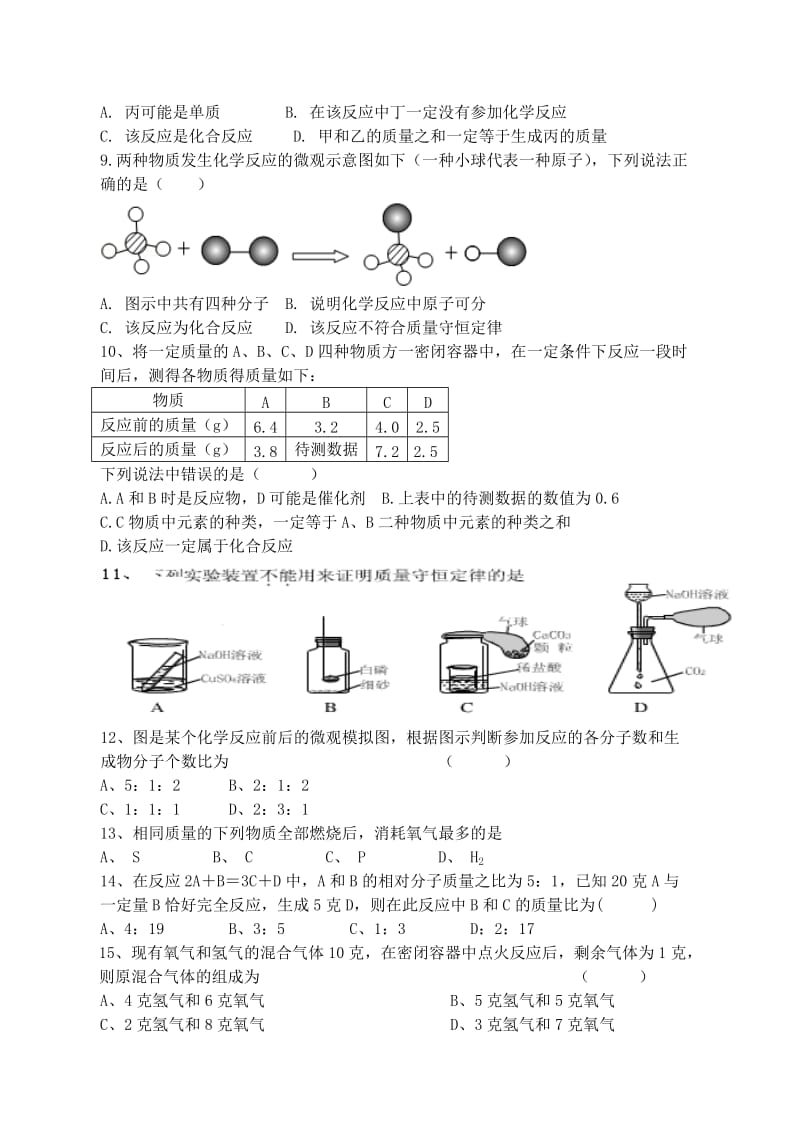 2019版九年级化学练习31 第五单元 综合测试（B卷）.doc_第2页