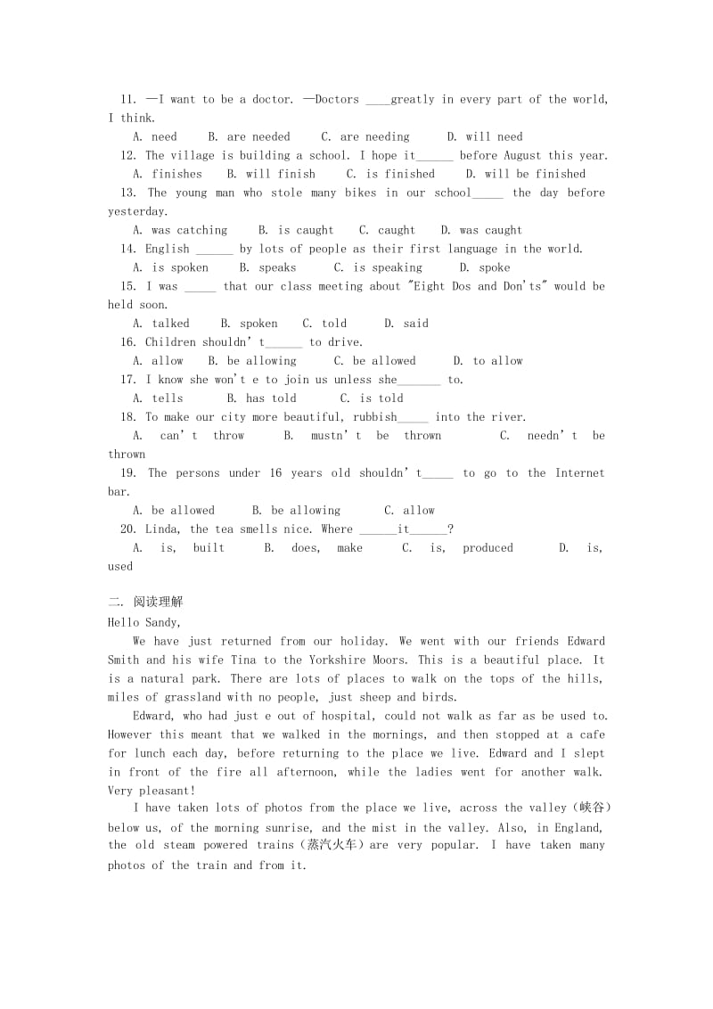 2019-2020年九年级英语上册 Module2 Unit2 It’s still read and loved学案 外研版.doc_第3页