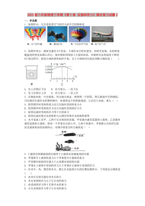 2019版八年級物理下學期《第十章 壓強和浮力》期末復習試題2.doc