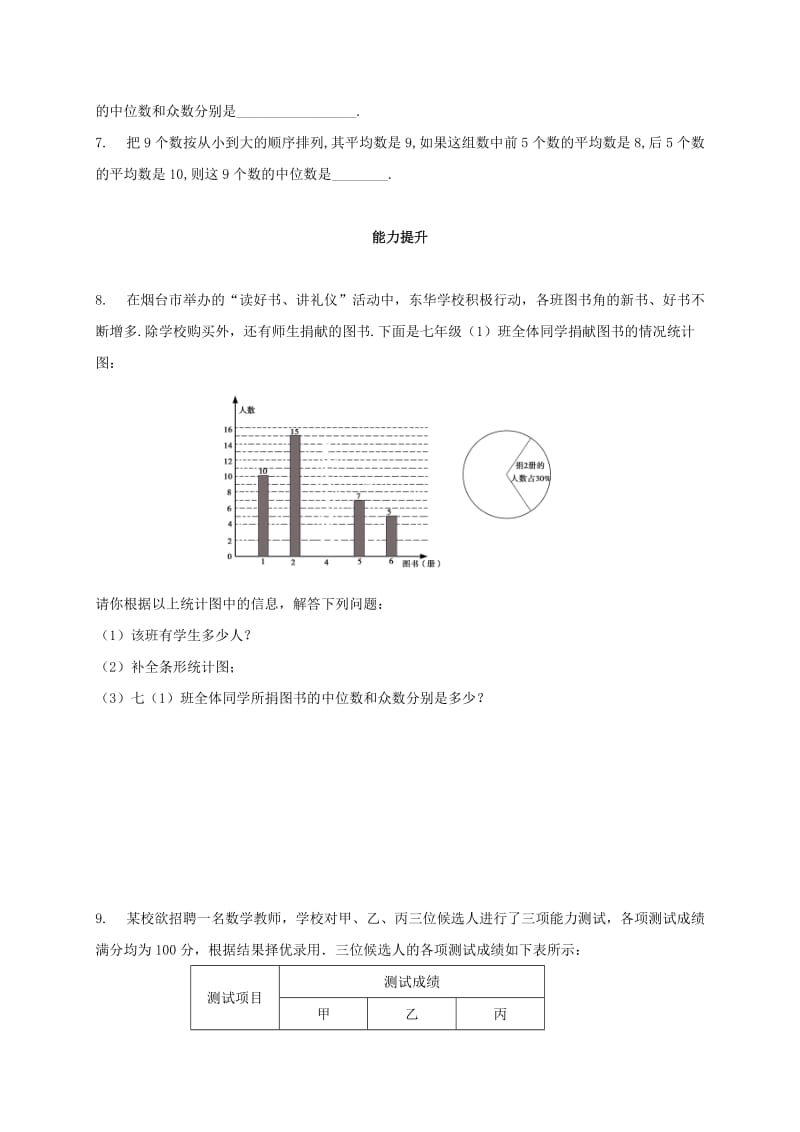 2019-2020年八年级数学下册20.1数据的集中趋势20.1.2中位数和众数第2课时练习新版新人教版.doc_第2页