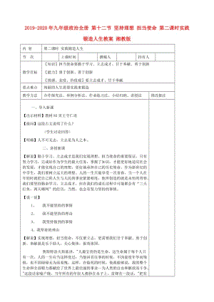 2019-2020年九年級政治全冊 第十二節(jié) 堅持理想 擔當使命 第二課時實踐鍛造人生教案 湘教版.doc