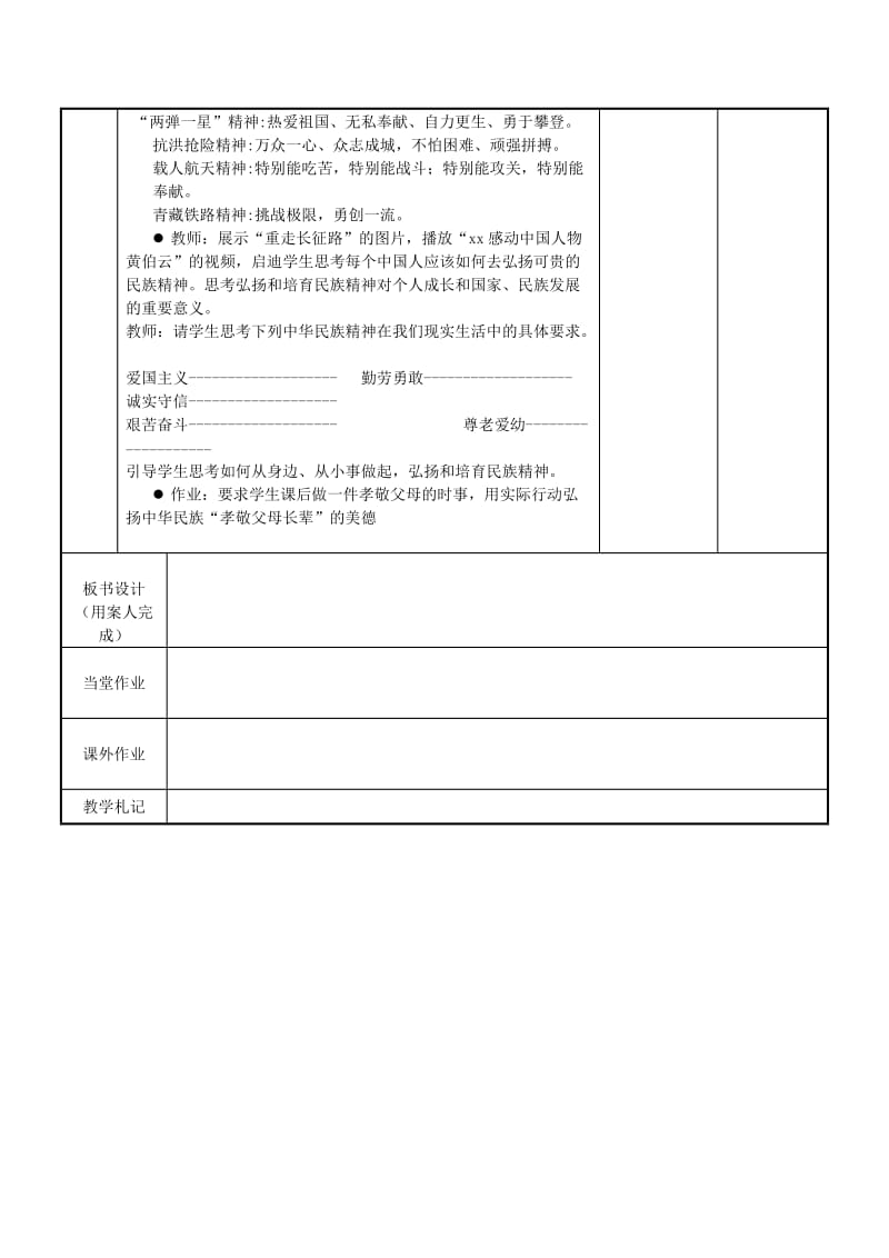 2019-2020年九年级政治全册 2.3 做中华民族精神的弘扬者教案 苏教版(I).doc_第2页