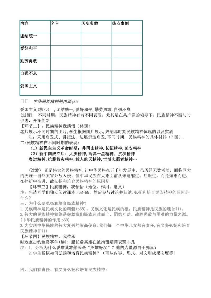 2019-2020年九年级政治 《弘扬和培育民族精神》说课方案 人教新课标版.doc_第2页