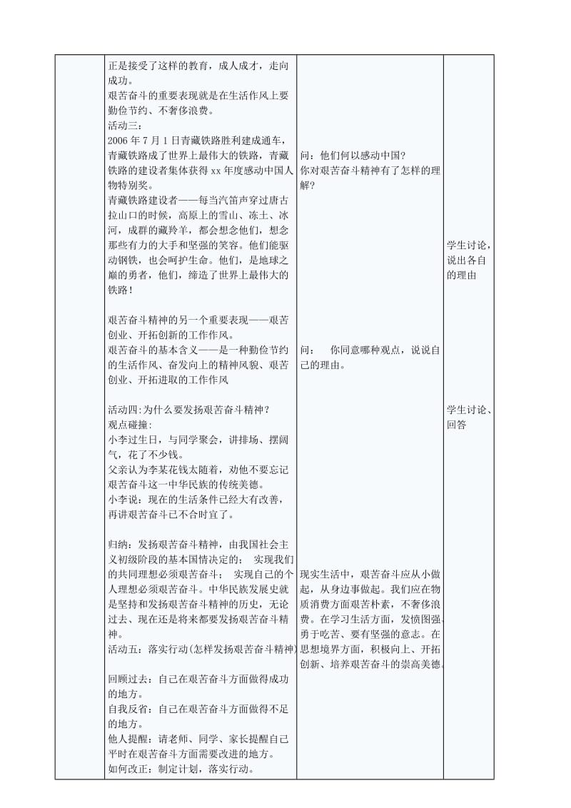 2019-2020年九年级政治全册 5.12.2 艰苦奋斗 走向成功教案 苏教版 (I).doc_第2页