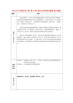 2019年九年級歷史下冊 第18課 現(xiàn)代文學和美術教案 新人教版.DOC