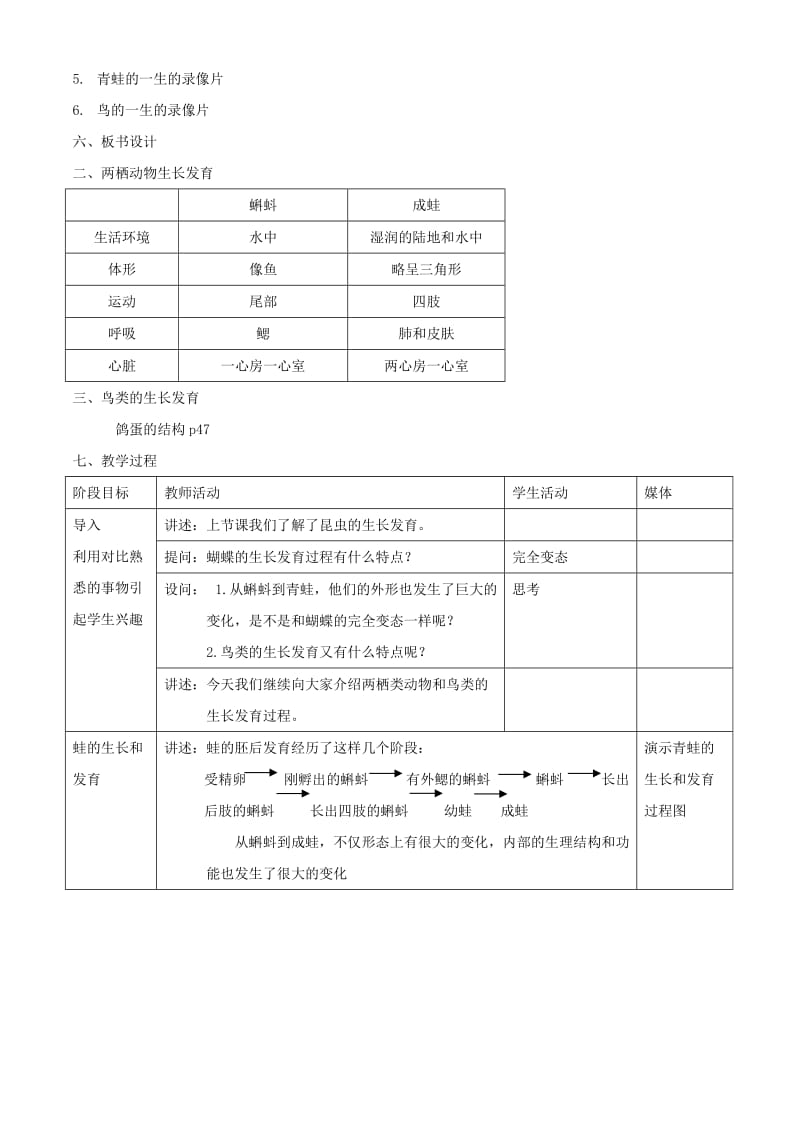 2019-2020年八年级生物上册 第十一章 第三节 其他生物的生长和发育教案1 北京课改版.doc_第2页