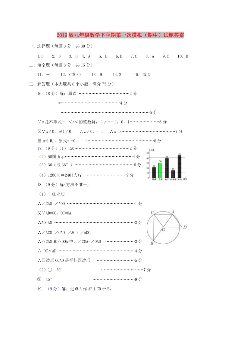 2019版九年级数学下学期第一次模拟（期中）试题答案.doc_第1页