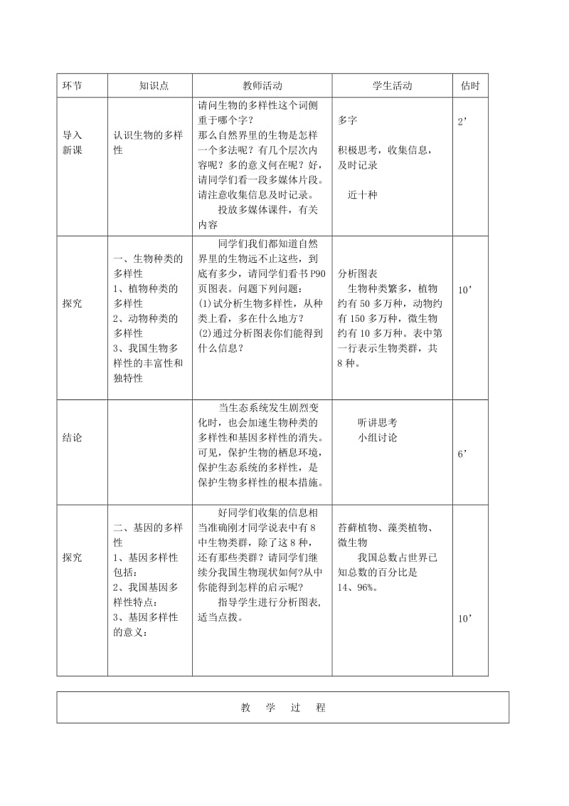 2019-2020年八年级生物上册 认识生物的多样性教案 新人教版.doc_第2页