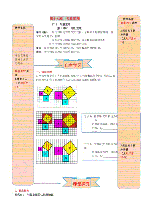 2019春八年級數(shù)學下冊 第十七章 勾股定理 17.1 勾股定理 第1課時 勾股定理導學案（新版）新人教版.doc