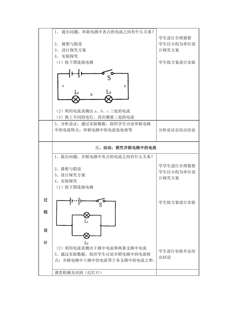 2019-2020年九年级物理总复习 探究串并联电路的电流特点教学设计.doc_第2页