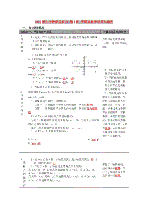 2019版中考數(shù)學(xué)總復(fù)習(xí) 第9講 平面直角坐標(biāo)系與函數(shù).doc