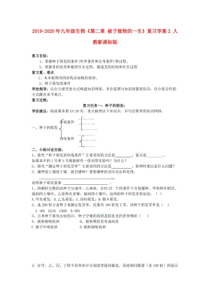 2019-2020年九年級生物《第二章 被子植物的一生》復習學案2 人教新課標版.doc