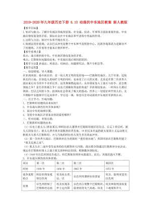 2019-2020年九年級(jí)歷史下冊(cè) 6.13 動(dòng)蕩的中東地區(qū)教案 新人教版.doc