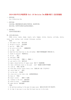 2019-2020年九年級(jí)英語(yǔ) Unit 18 Revision Two教案+練習(xí) 北京實(shí)驗(yàn)版.doc