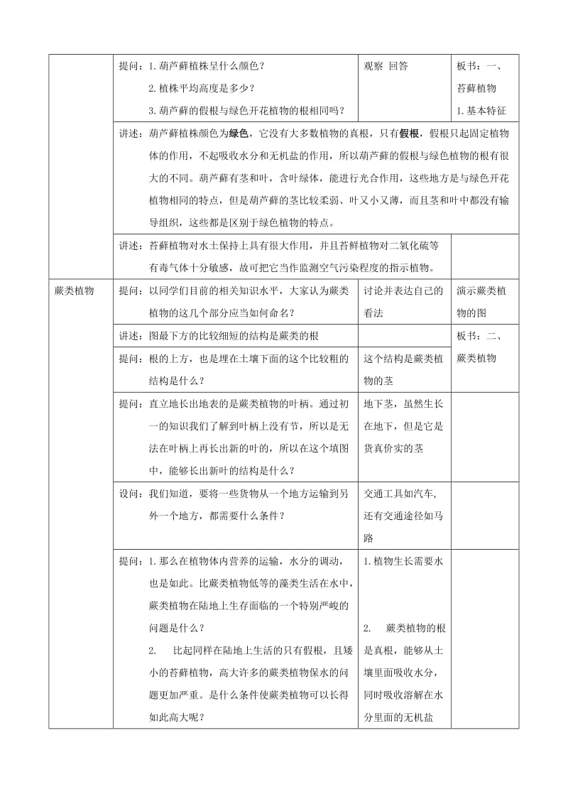 2019-2020年八年级生物上册 14.6.1.2植物界.苔藓和蕨类植物教案 北京课改版.doc_第3页