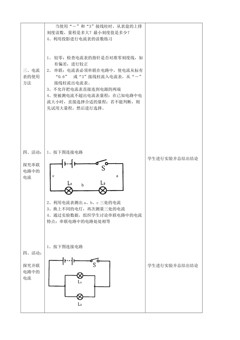 2019-2020年九年级物理上册《13.3 电流和电流表的使用》教案 苏科版.doc_第2页