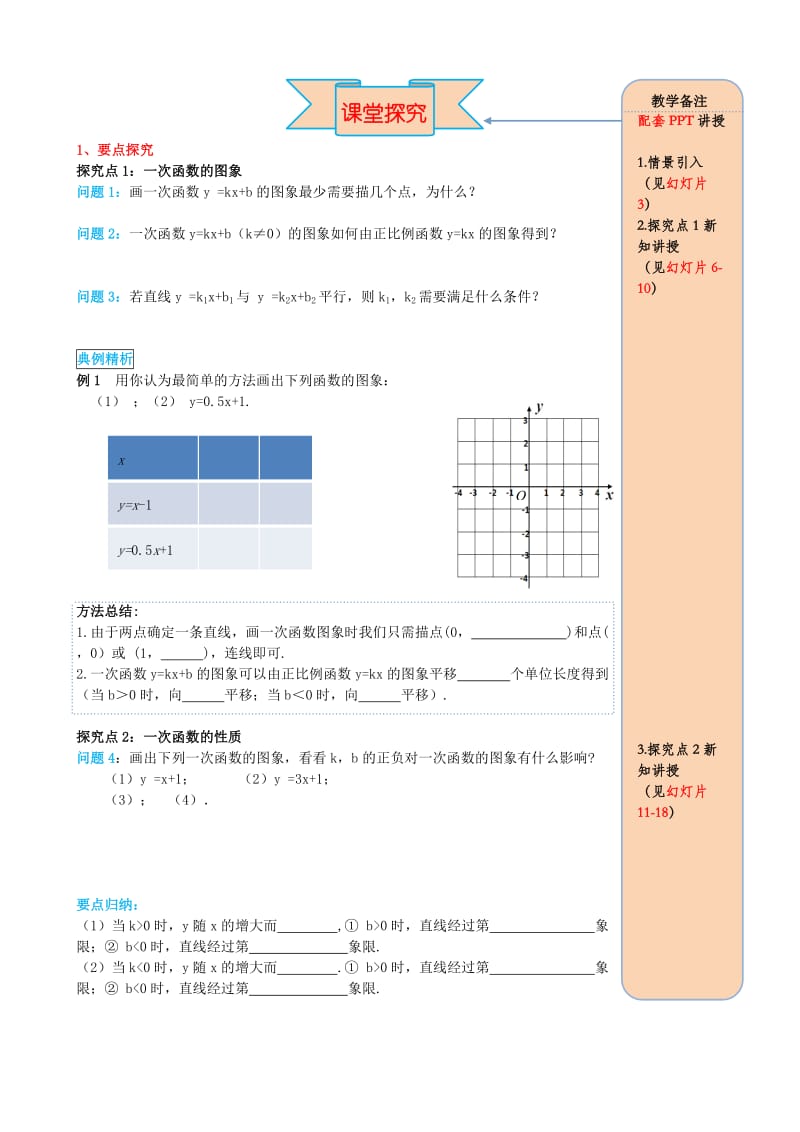 八年级数学下册第十九章一次函数19.2一次函数19.2.2一次函数第2课时一次函数的图象与性质导学案无答案 新人教版.doc_第2页