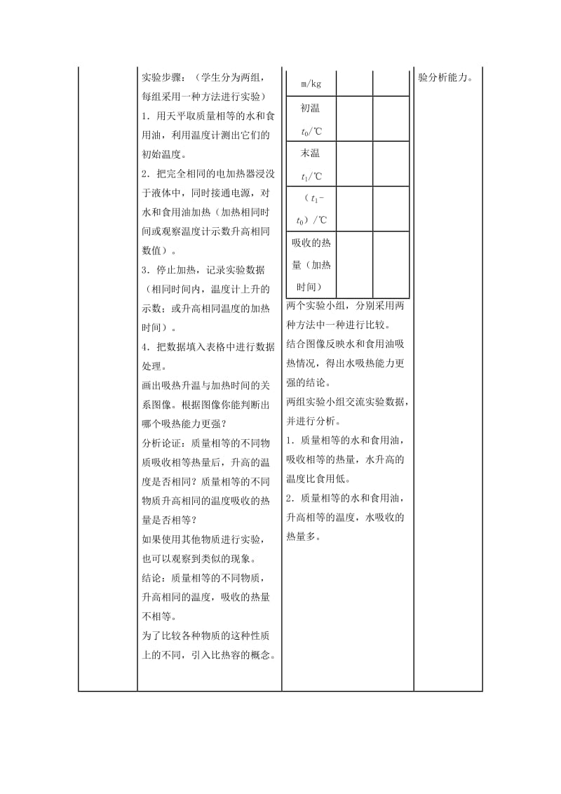 2019-2020年九年级物理上册 1.3 比热容教案 （新版）教科版.doc_第3页