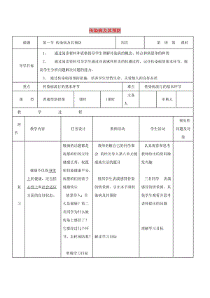 吉林省通化市八年級(jí)生物下冊(cè) 8.1.1傳染病及其預(yù)防導(dǎo)學(xué)案（新版）新人教版.doc