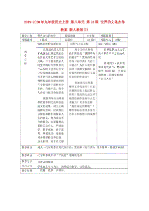 2019-2020年九年級(jí)歷史上冊(cè) 第八單元 第23課 世界的文化杰作教案 新人教版(I).doc