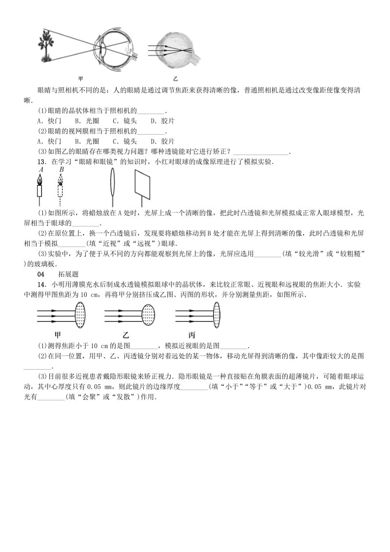 2019-2020年八年级物理上册第五章第4节眼睛和眼镜习题新版新人教版.doc_第3页