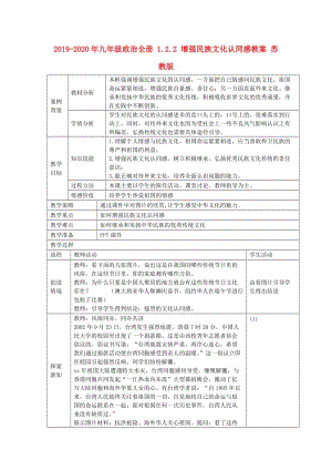 2019-2020年九年級(jí)政治全冊(cè) 1.2.2 增強(qiáng)民族文化認(rèn)同感教案 蘇教版.doc