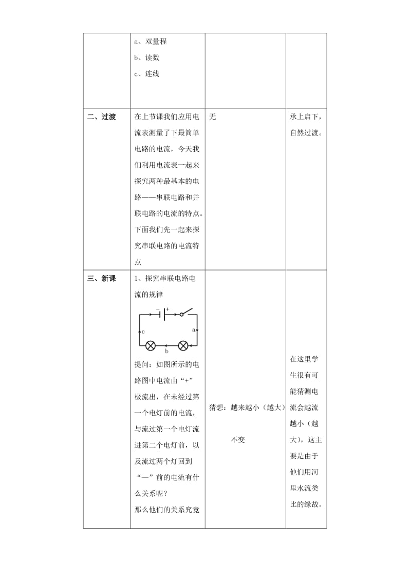 2019-2020年九年级物理探究串、并联电路电流的特点教案 苏教版.doc_第2页