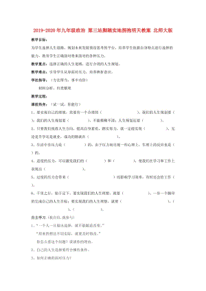 2019-2020年九年級(jí)政治 第三站腳踏實(shí)地?fù)肀魈旖贪?北師大版.doc