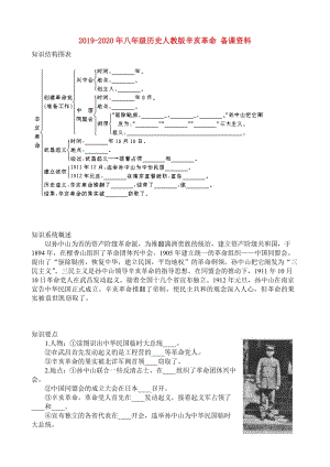 2019-2020年八年级历史人教版辛亥革命 备课资料.doc