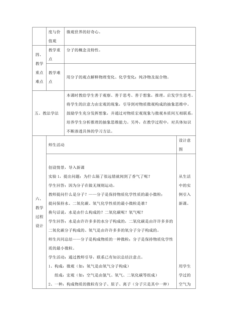 2019年九年级化学上册 2.2 构成物质的微粒（Ⅰ）—分子教案 （新版）粤教版.doc_第2页