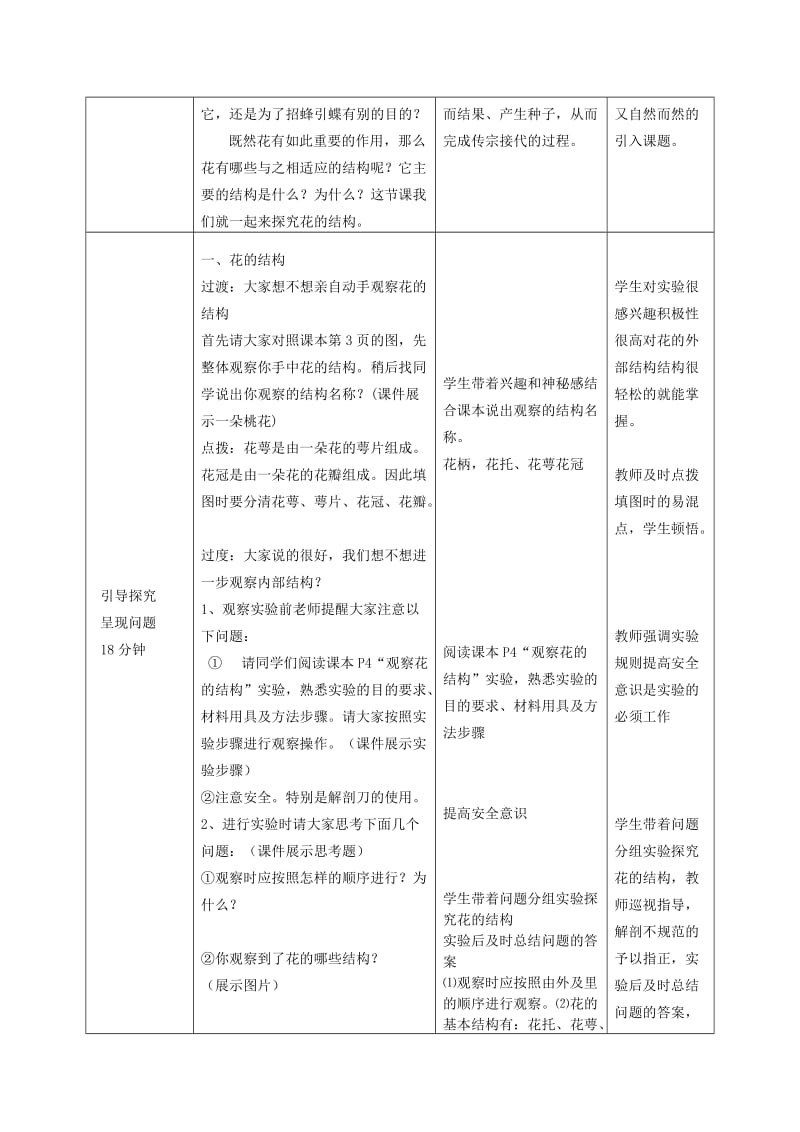 八年级生物上册4.1.1花的结构和类型第1课时教案新版济南版.doc_第2页