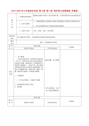 2019-2020年九年級政治全冊 第七課 第2框 保護智力成果教案 蘇教版.doc