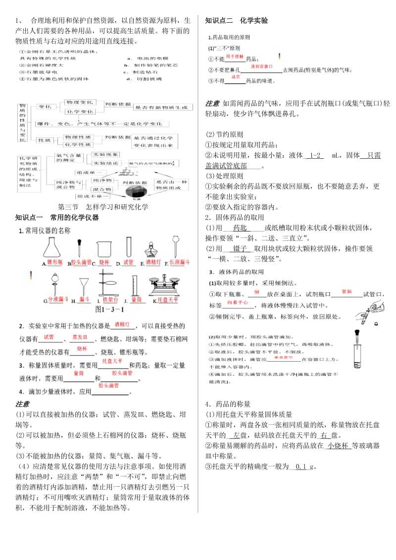 九年级化学全册 第一章 开启化学之门备课稿 沪教版.doc_第3页