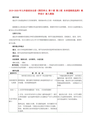 2019-2020年九年級(jí)政治全冊(cè)《第四單元 第十課 第三框 未來(lái)道路我選擇》教學(xué)設(shè)計(jì) 新人教版.doc