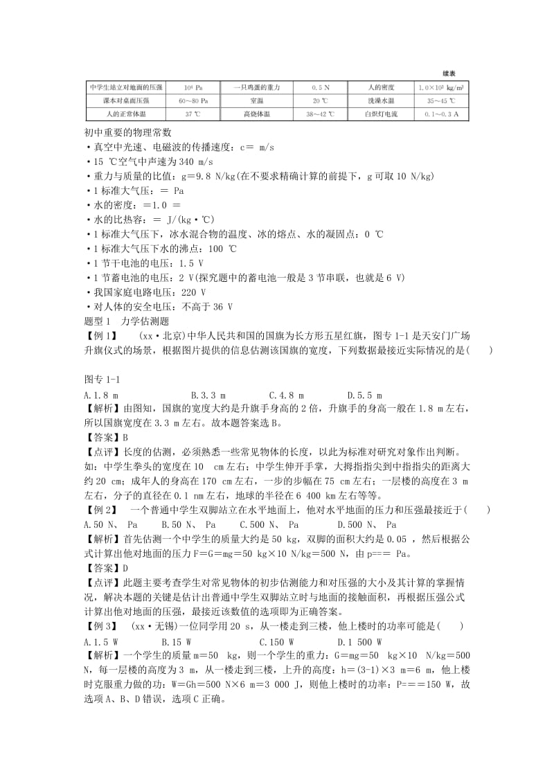 山东省潍坊市中考物理 专题复习攻略一 估测、估算类专题.doc_第2页