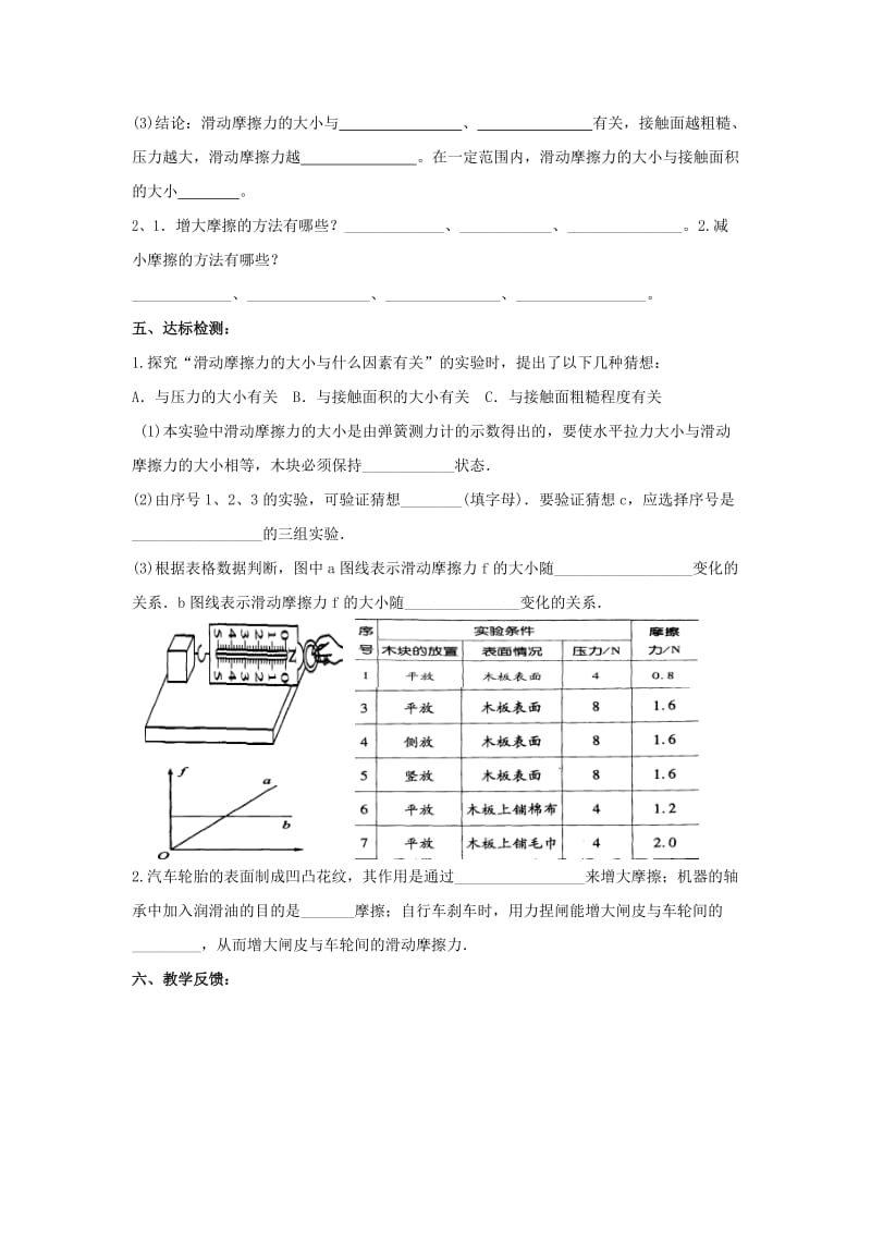 2019-2020年八年级物理下册 8.3 摩擦力教学案（无答案） 苏科版(I).doc_第2页