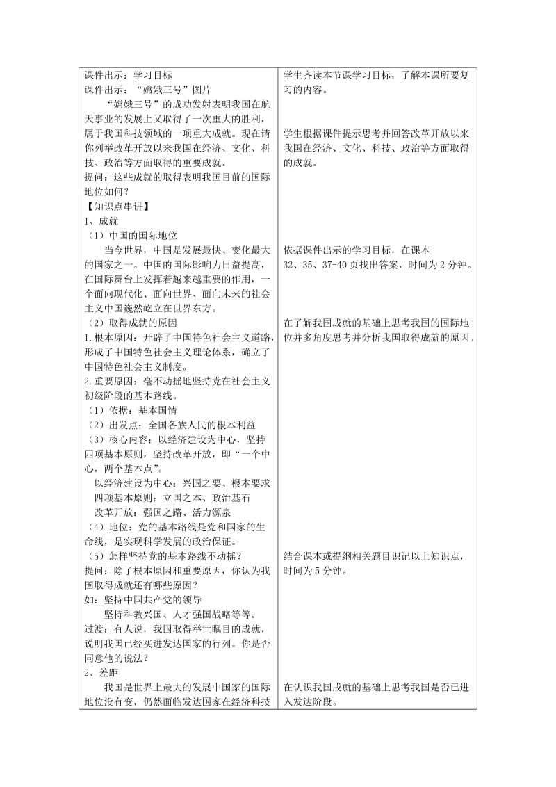 2019-2020年九年级政治全册 第二单元 第三课《认清基本国情》复习教案 新人教版.doc_第2页