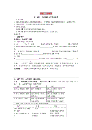 九年級化學(xué)下冊 第九單元 溶液 課題2 溶解度 第1課時 飽和溶液與不飽和溶液導(dǎo)學(xué)案 （新版）新人教版.doc