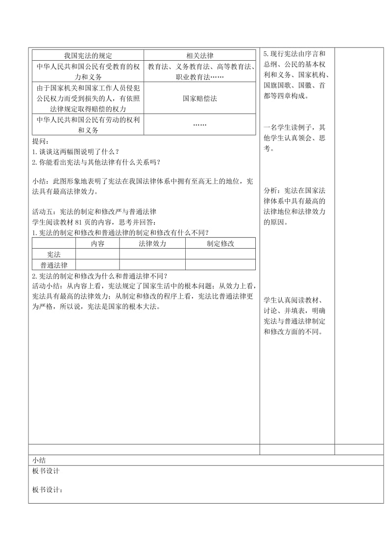 2019-2020年八年级政治下册《宪法是国家的根本大法》教案 鲁教版.doc_第2页