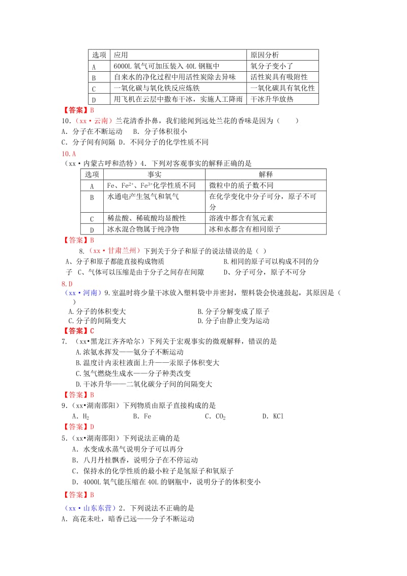 中考化学真题分类汇编 考点21 分子和原子.doc_第2页